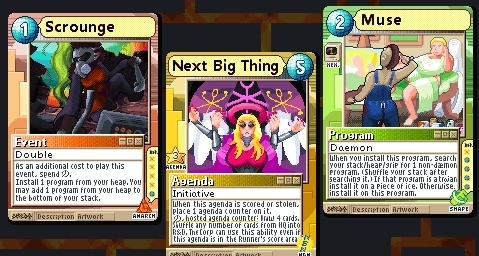 Several alt arts for Netrunner cards.